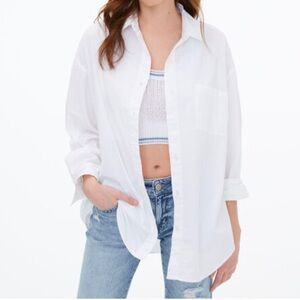 AEROPOSTALE Women’s Oversized White Button Down Long Sleeve Shirt M